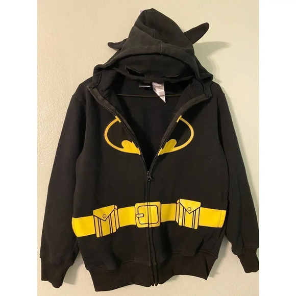 KIDS BATMAN FULL ZIP HOODIE WITH MASK - BOYS SIZE LARGE 10/12 - GREAT CONDITION - Picture 5 of 8